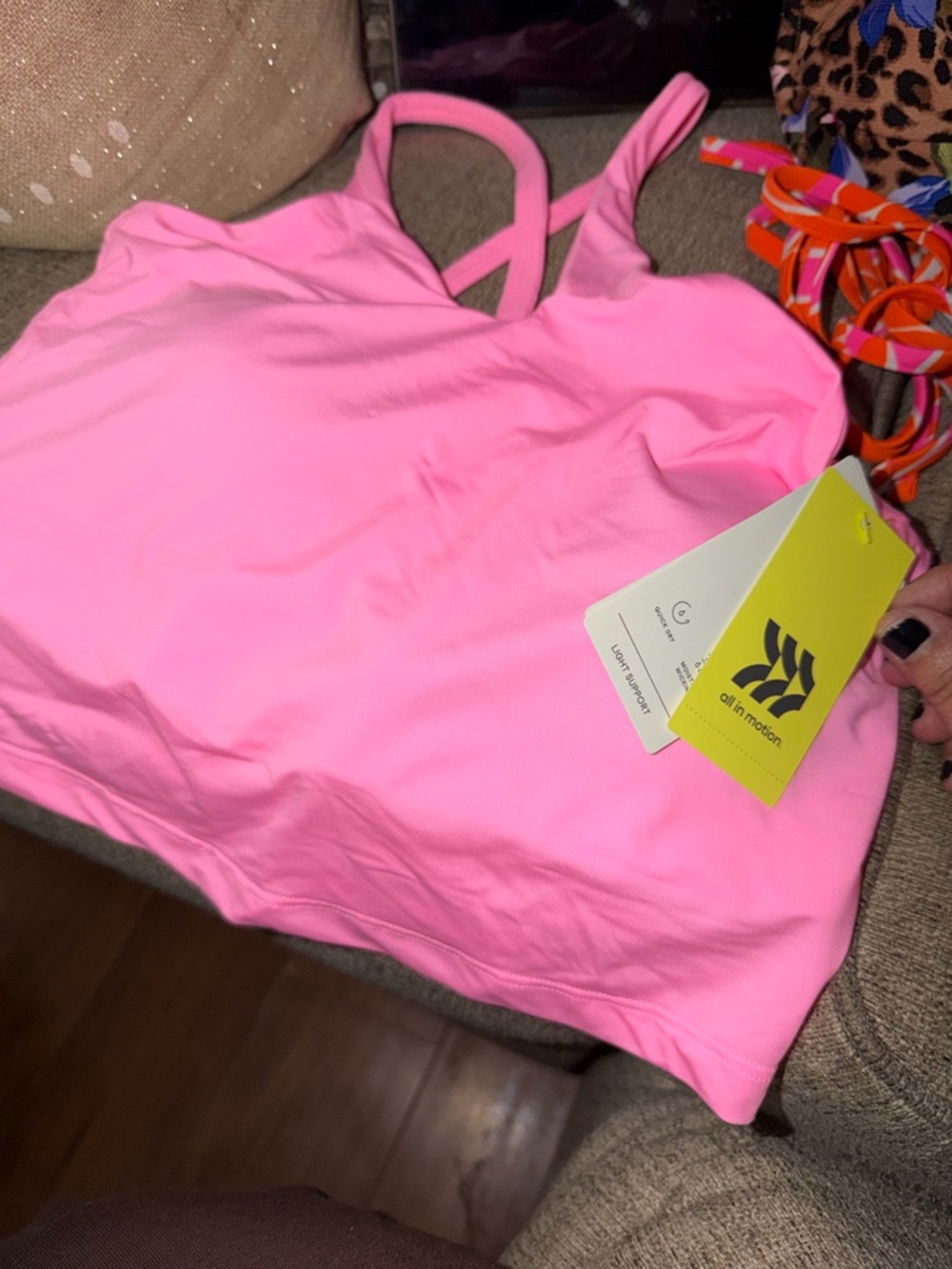 all in motion Neon Pink Crossback Sports Bra